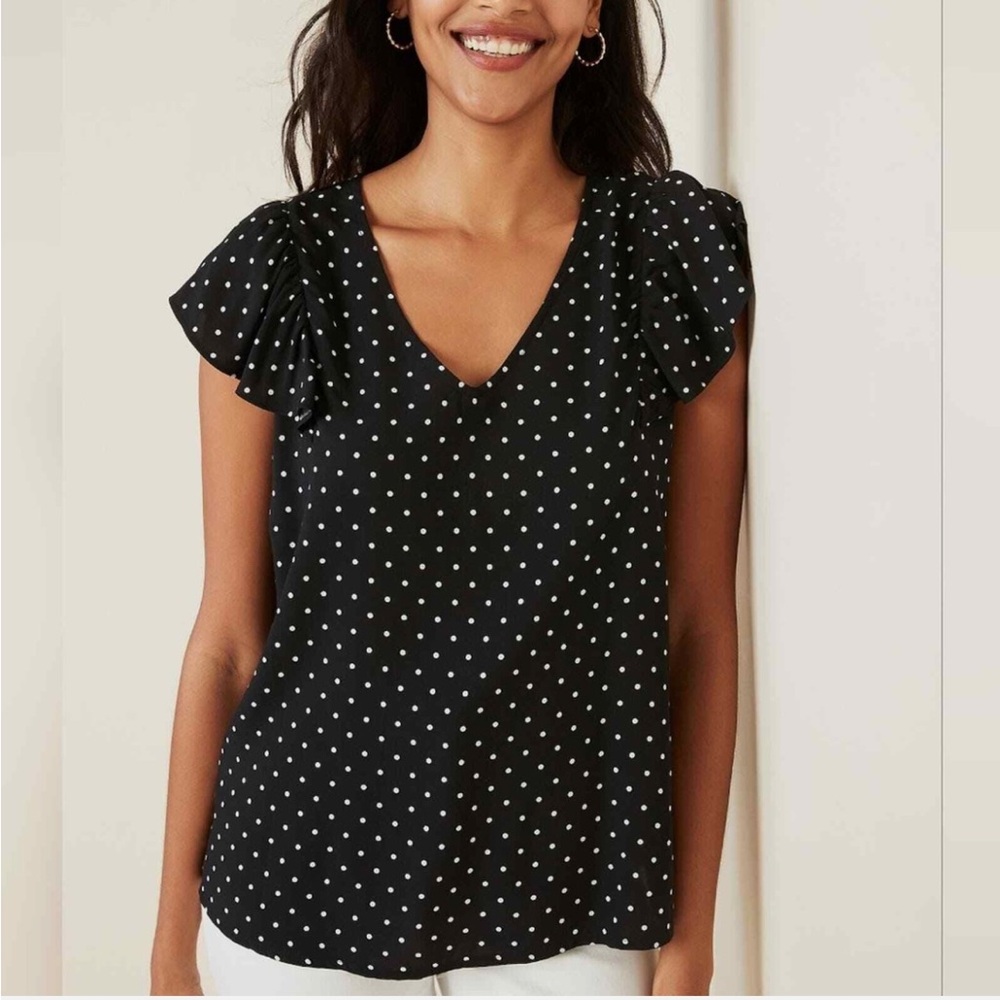 Old Navy Black and White Polka Dot Blouse